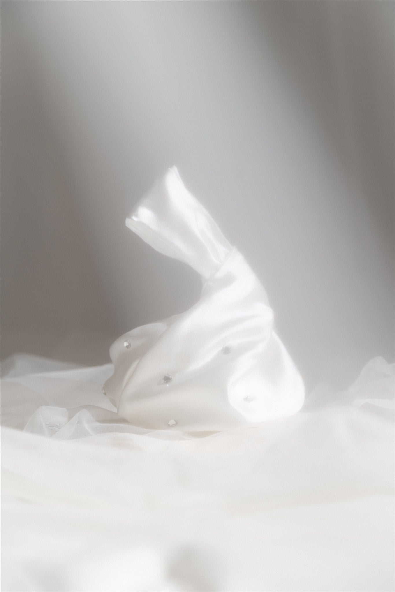 White Satin Crystal Knot Bag HIRE
