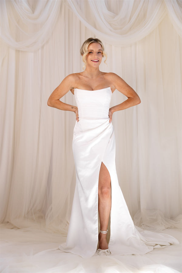 Custom Satin and Tulle Gown