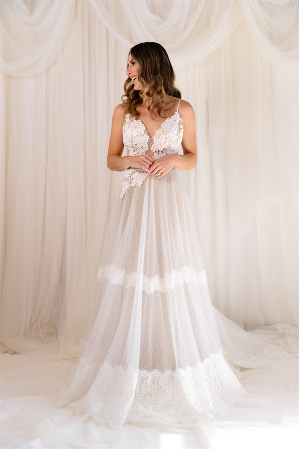 Wedding Societe Spot Tulle and Lace Gown RL23185