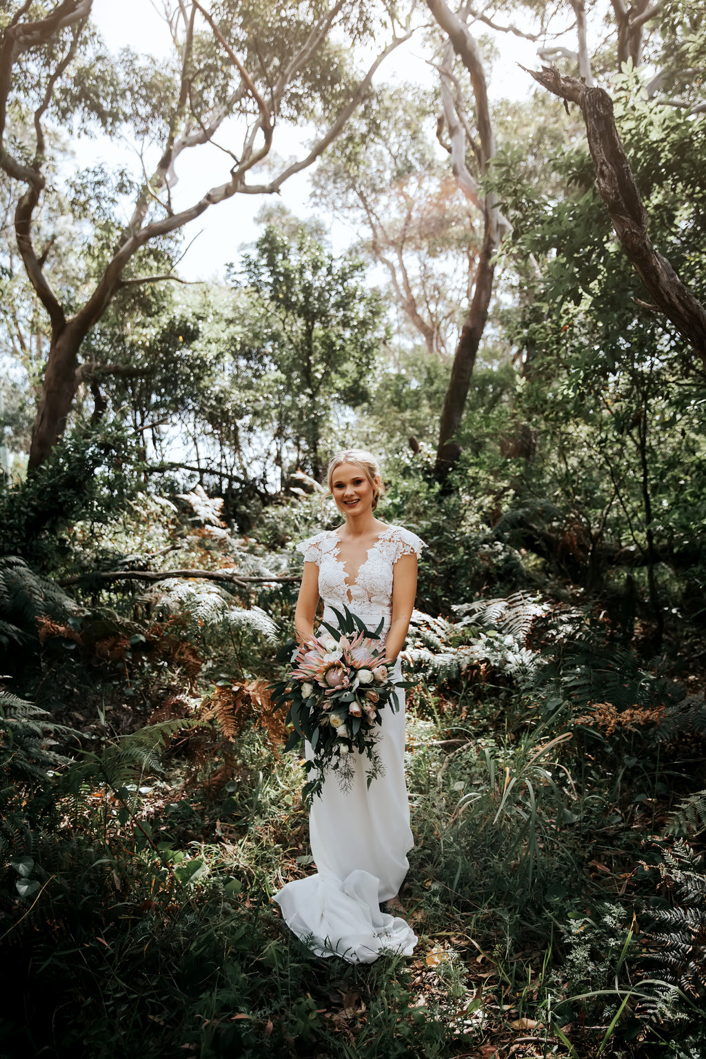 Round Neck Low Back Lace Crepe Gown RL23142