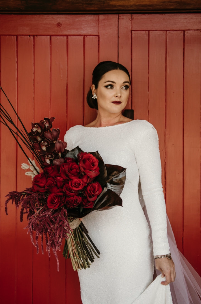 Long Sleeve Stretch Sequin Gown RL23198