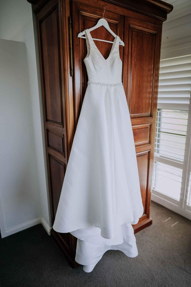 Guipurean V Neck Mikado Gown - RL23233