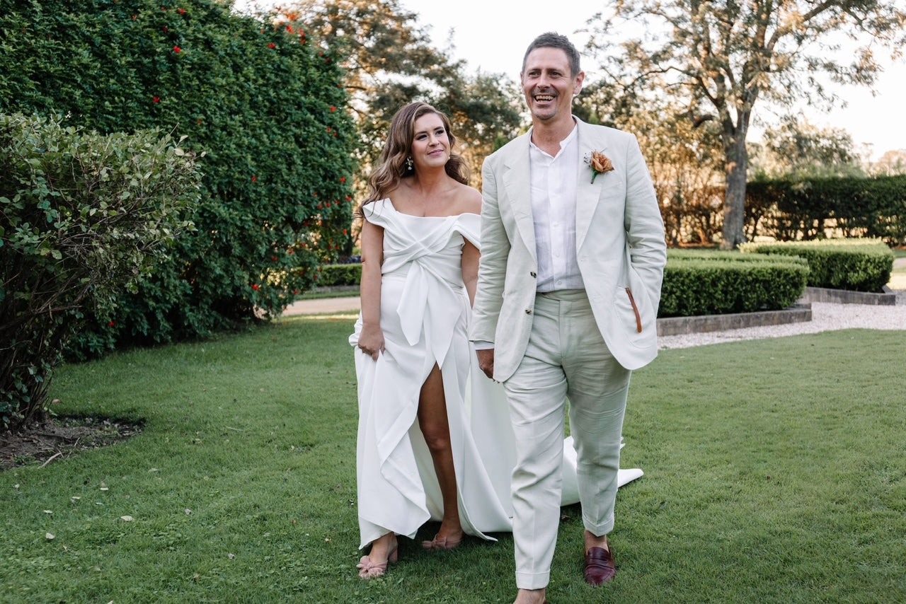 Newhite I.B.T stretch crepe gown with over skirt RL24162