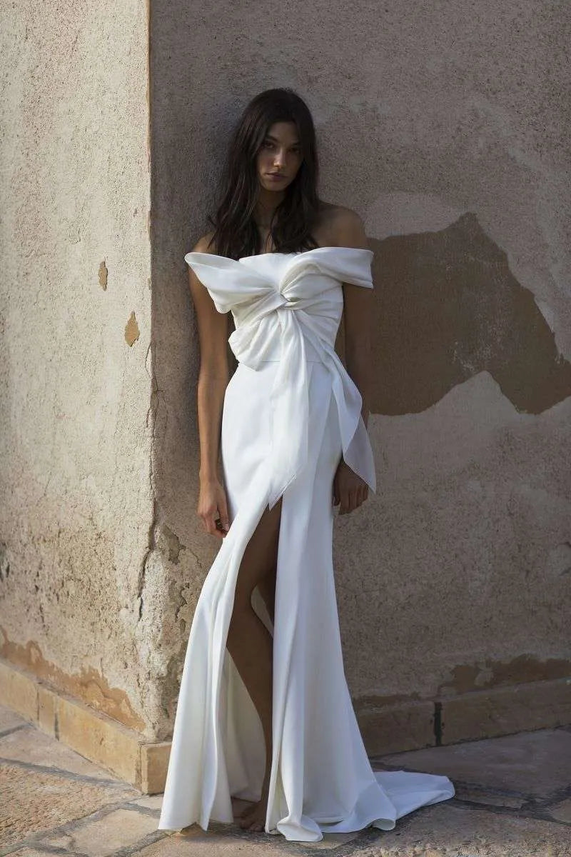 Newhite I.B.T stretch crepe gown with over skirt RL24162