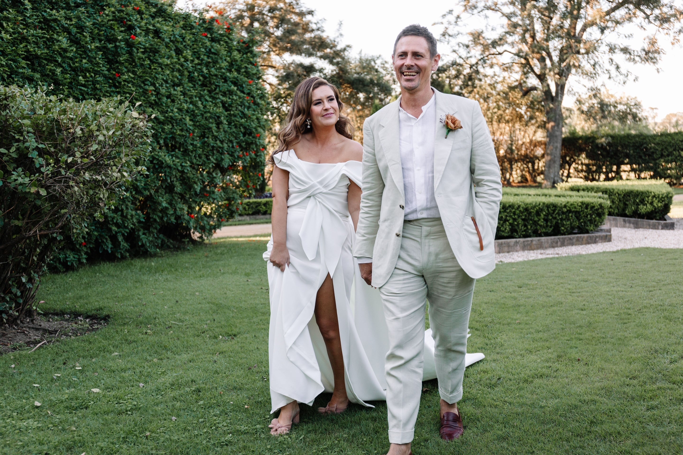 Newhite I.B.T stretch crepe gown with over skirt RL24162