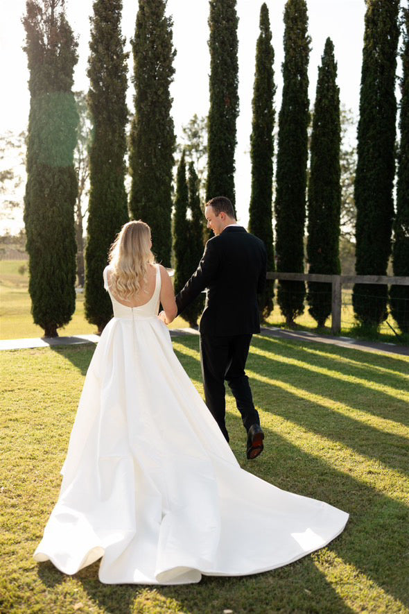 Satin Square Neck Corseted Zavanna Gown RL24170