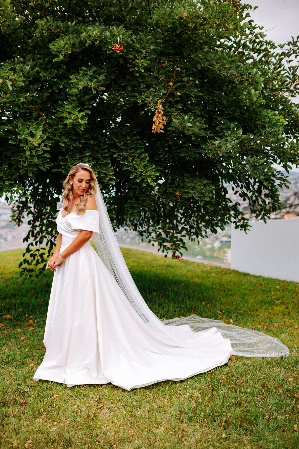 Stretch Satin off the shoulder Giovanna Alessandro gown RL24250