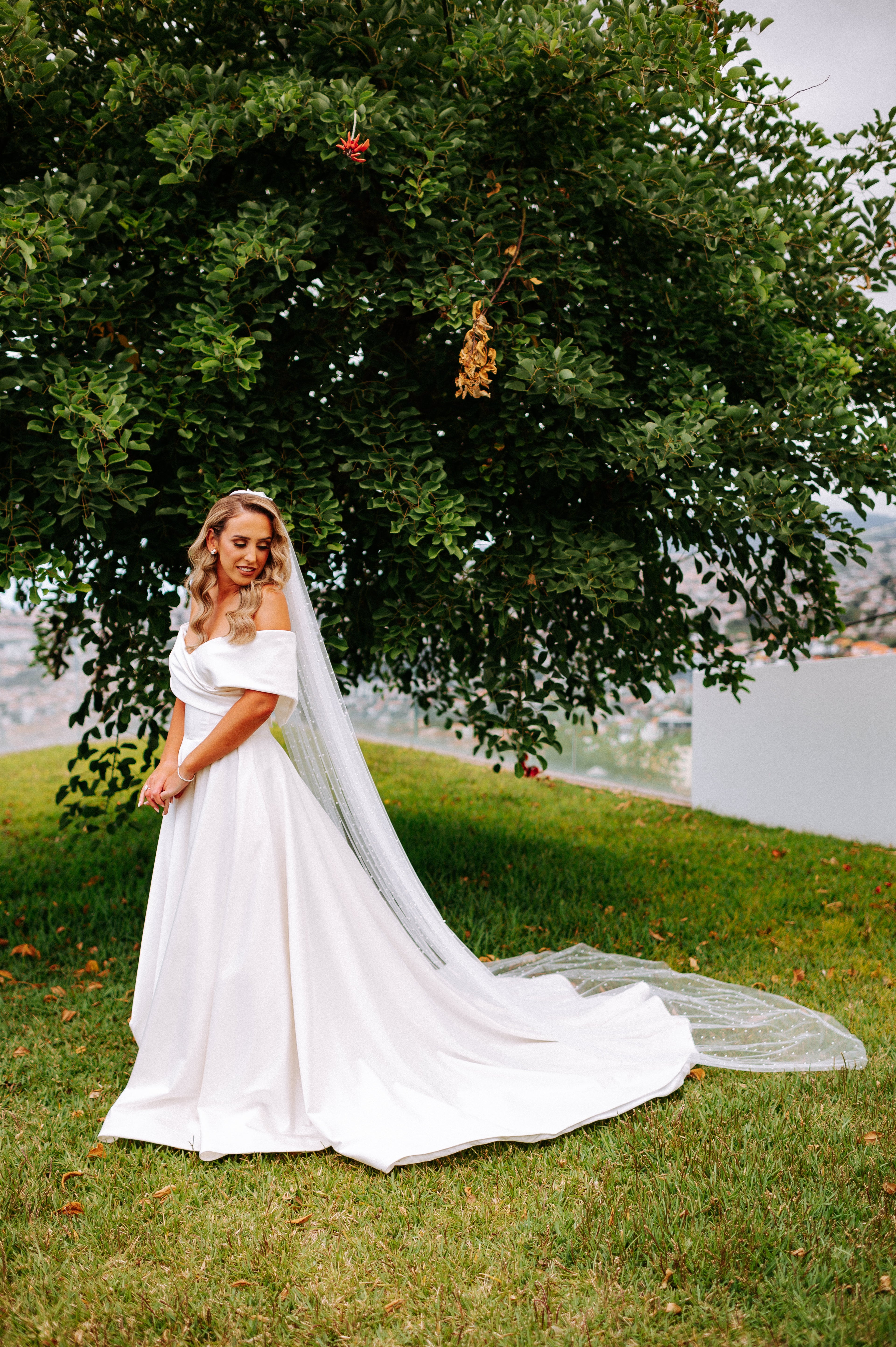 Stretch Satin off the shoulder Giovanna Alessandro gown RL24250