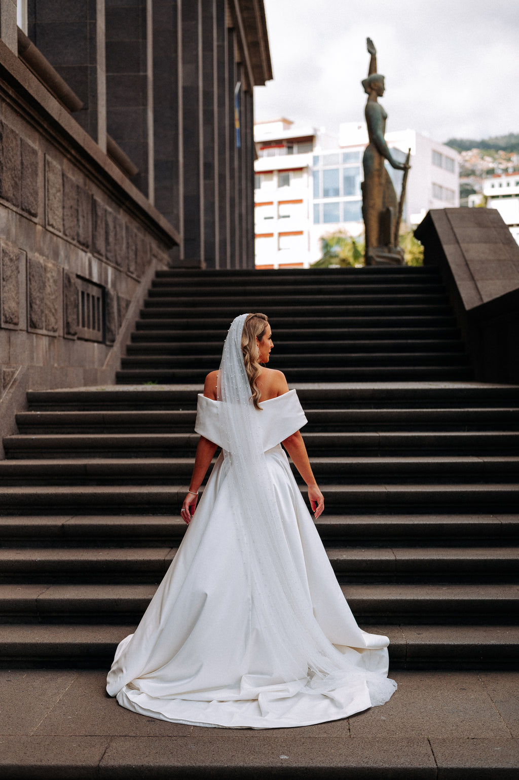 Stretch Satin off the shoulder Giovanna Alessandro gown RL24250