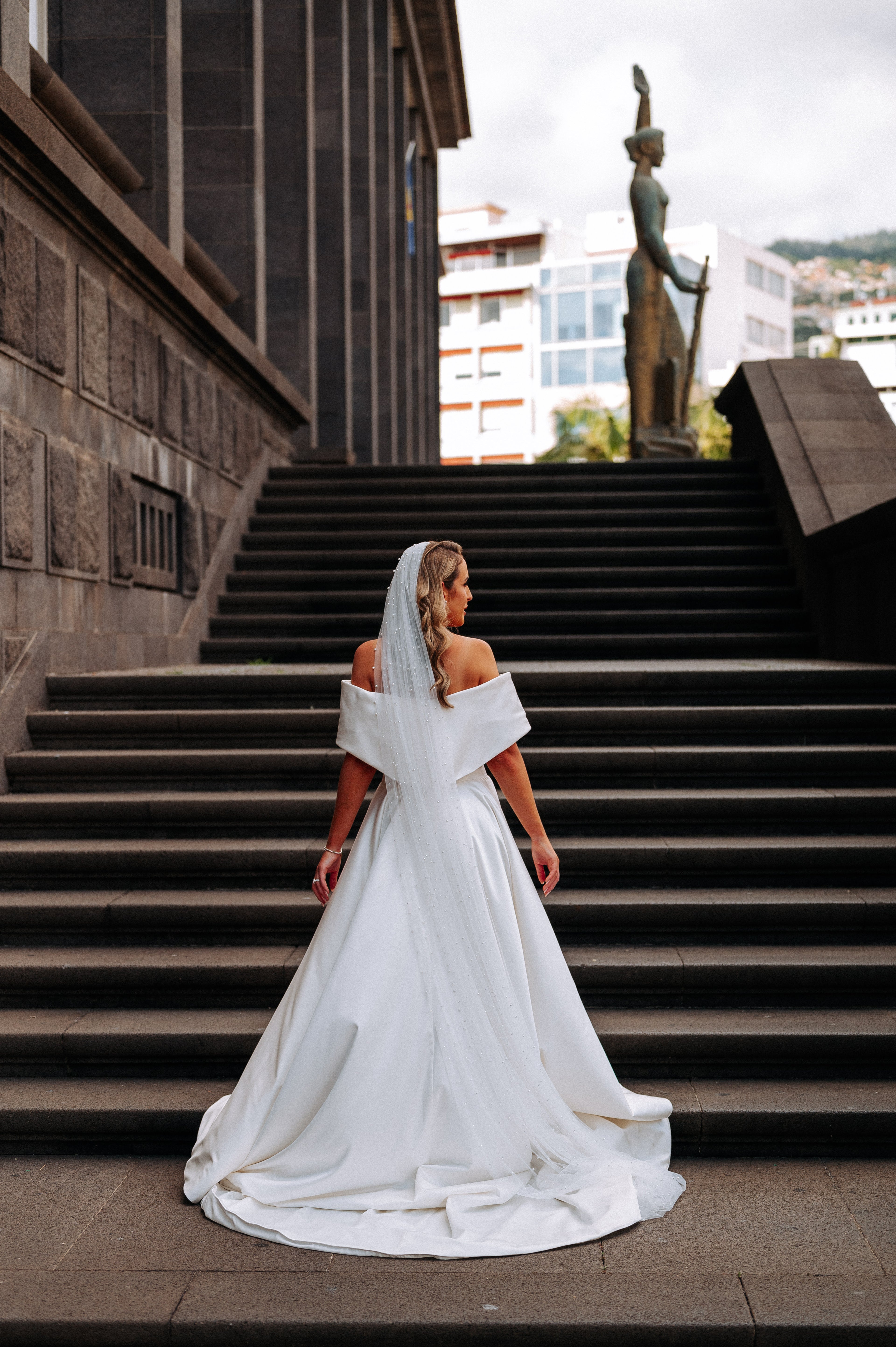 Stretch Satin off the shoulder Giovanna Alessandro gown RL24250