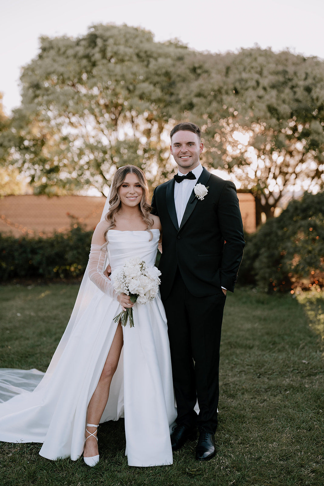 Custom Satin Corset Gown with Split RL24270