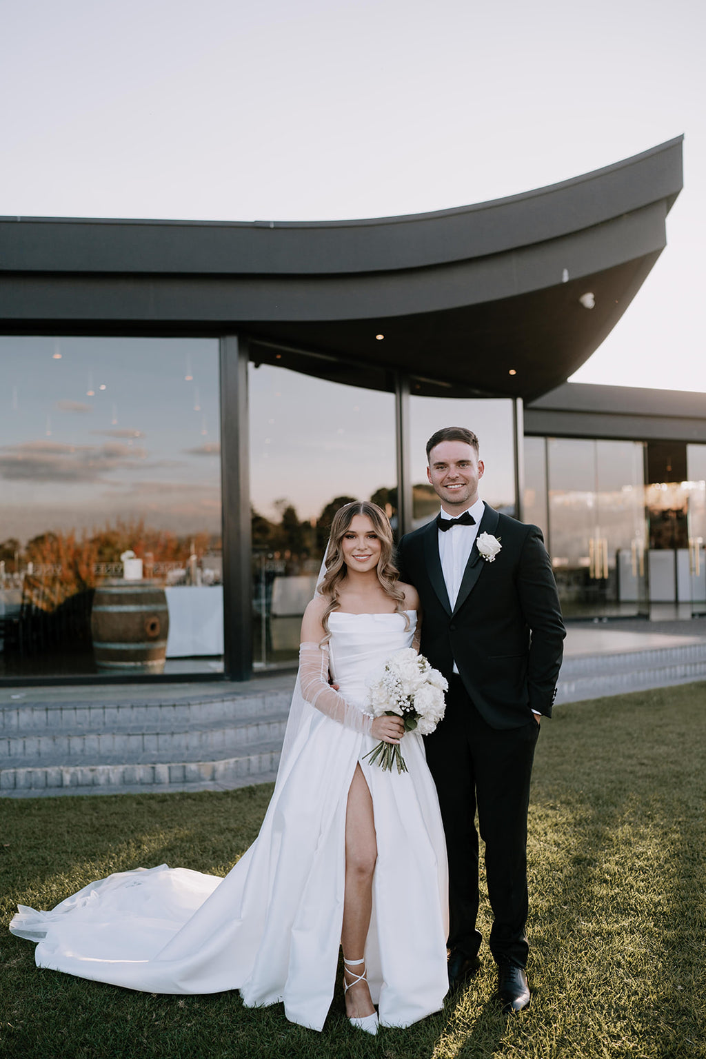 Custom Satin Corset Gown with Split RL24270