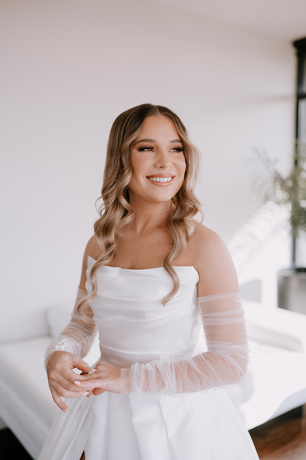 Custom Satin Corset Gown with Split RL24270