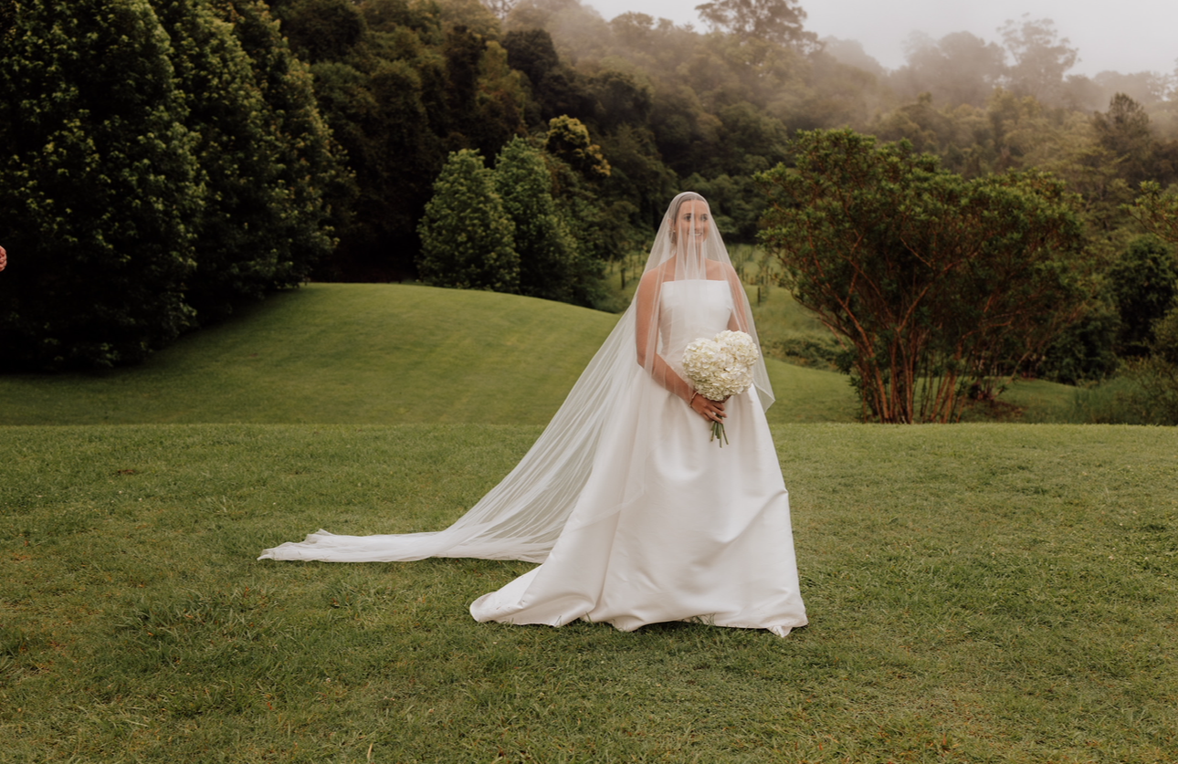 Satin Draped Drop Waist Custom Gown RL24352