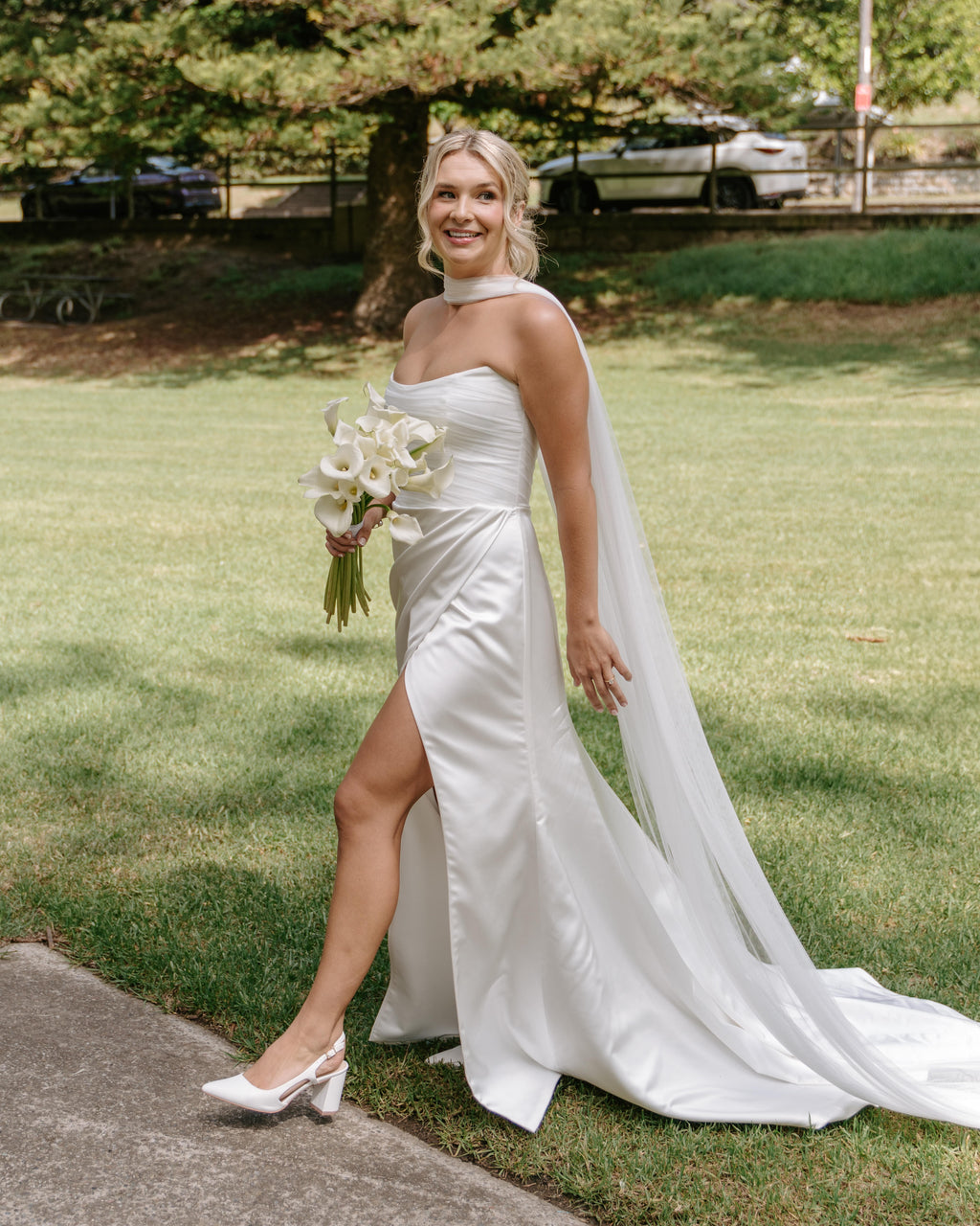 Custom Satin and Tulle Gown